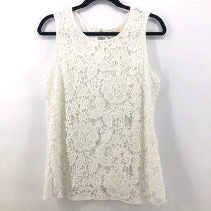 NWT ADIVA Lace Crochet Sleeveless Top Floral White